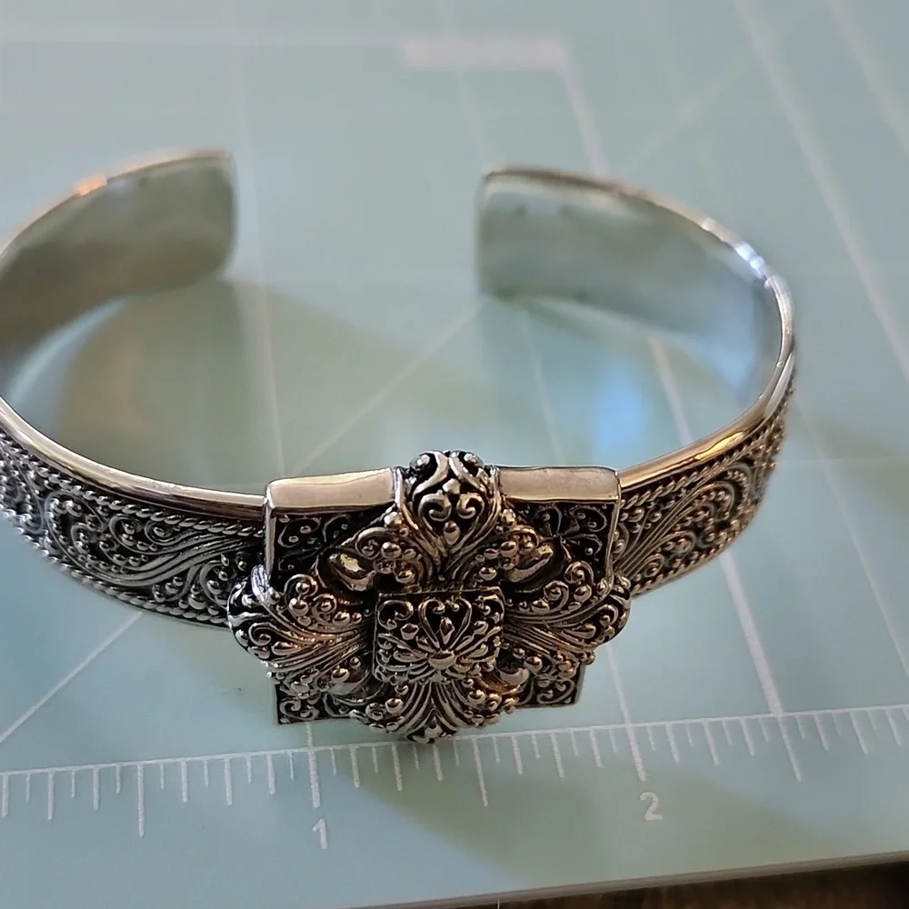 Jtv Artisan Gem Collection Of Bali Floral Sterling Silver Cuff Bracelet